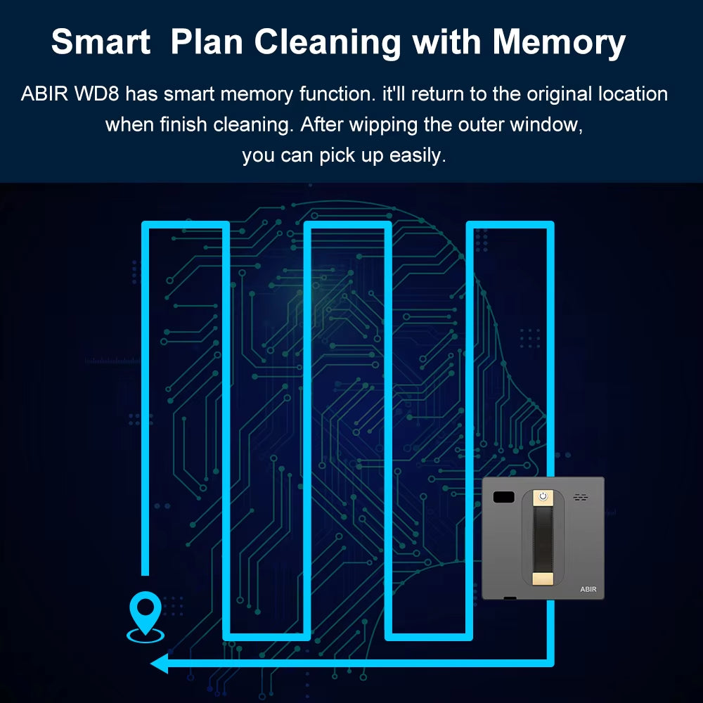 Robot Window Cleaner Wd8,Dual Water Spray,Smart Memory,High Vacuum Suction, Laser Sensor, Home Wall Glass Cleaning Robot