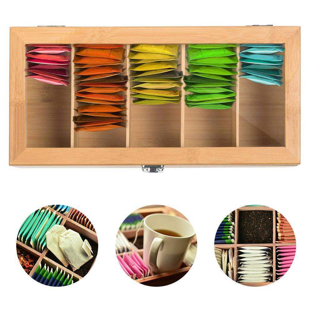 Box Bamboo System Tea Bag Jewelry Organizer Storarage