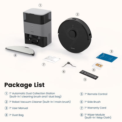 L40+ Robot Vacuum Cleaner and Mop Combo - 75-Day Self-Empty Bin, 180 Min Runtime, App and Voice Control