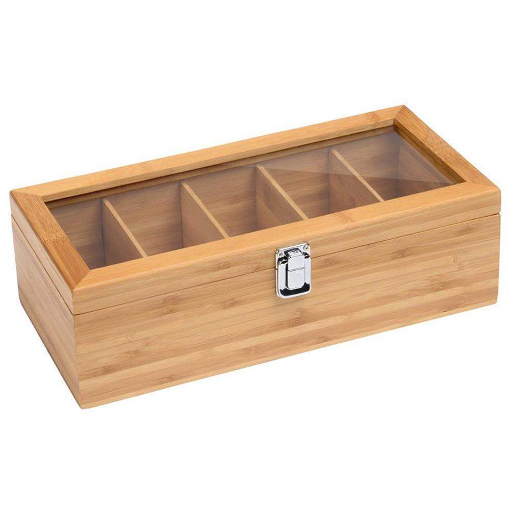 Box Bamboo System Tea Bag Jewelry Organizer Storarage