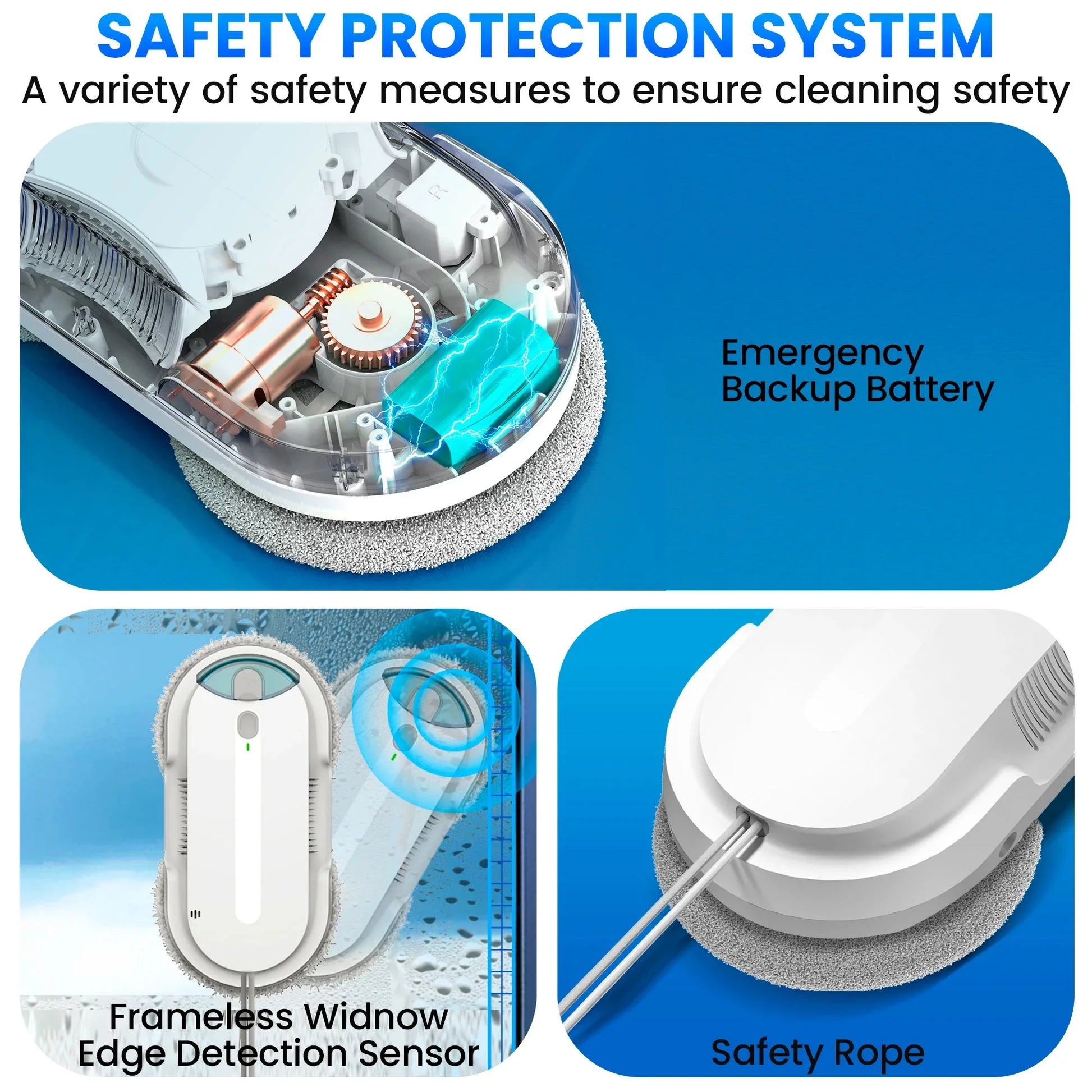 Window Cleaning Robot Automatic Water Spray Function with Remote Control Smart Vacuum Cleaner Machine for Home Glass Washer