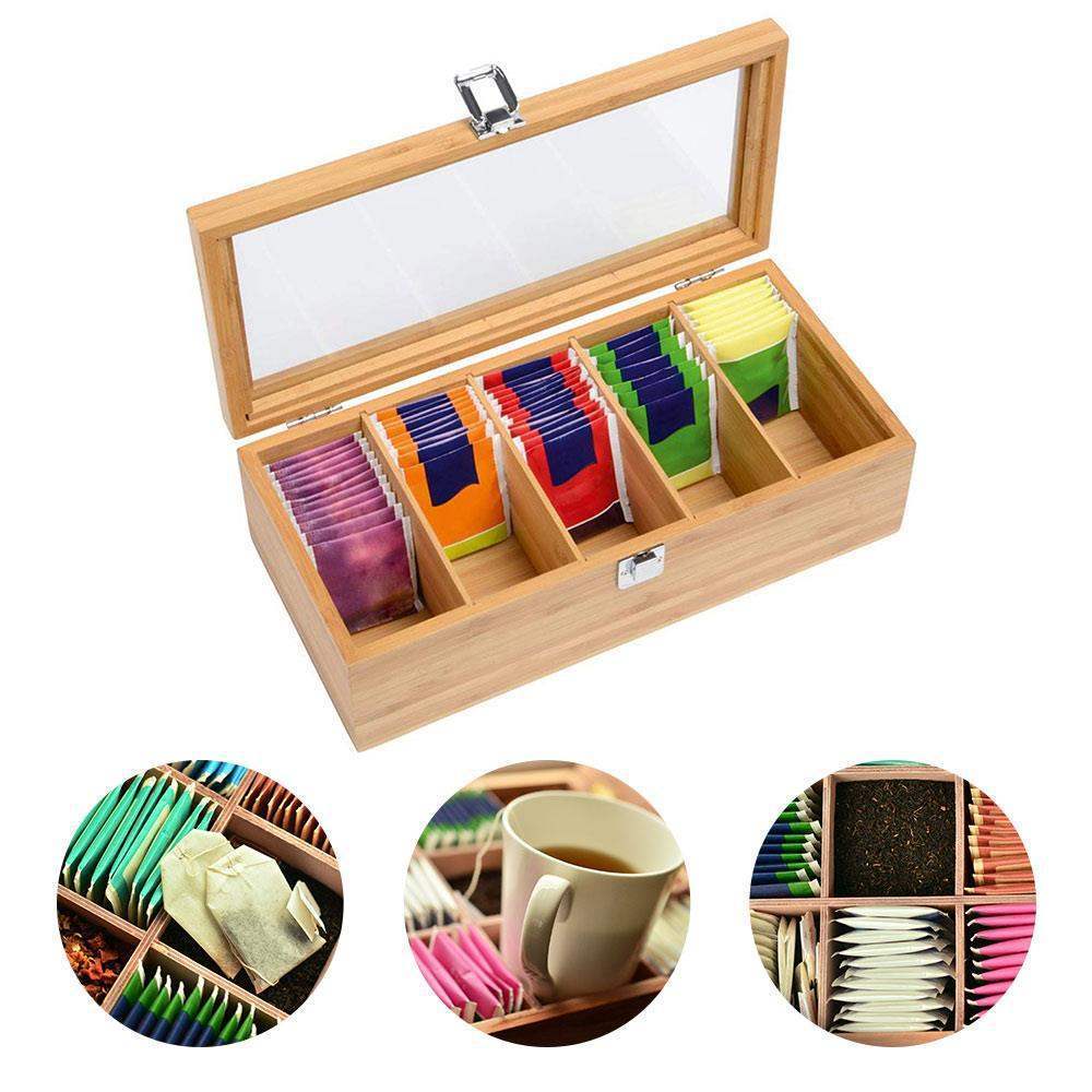 Box Bamboo System Tea Bag Jewelry Organizer Storarage