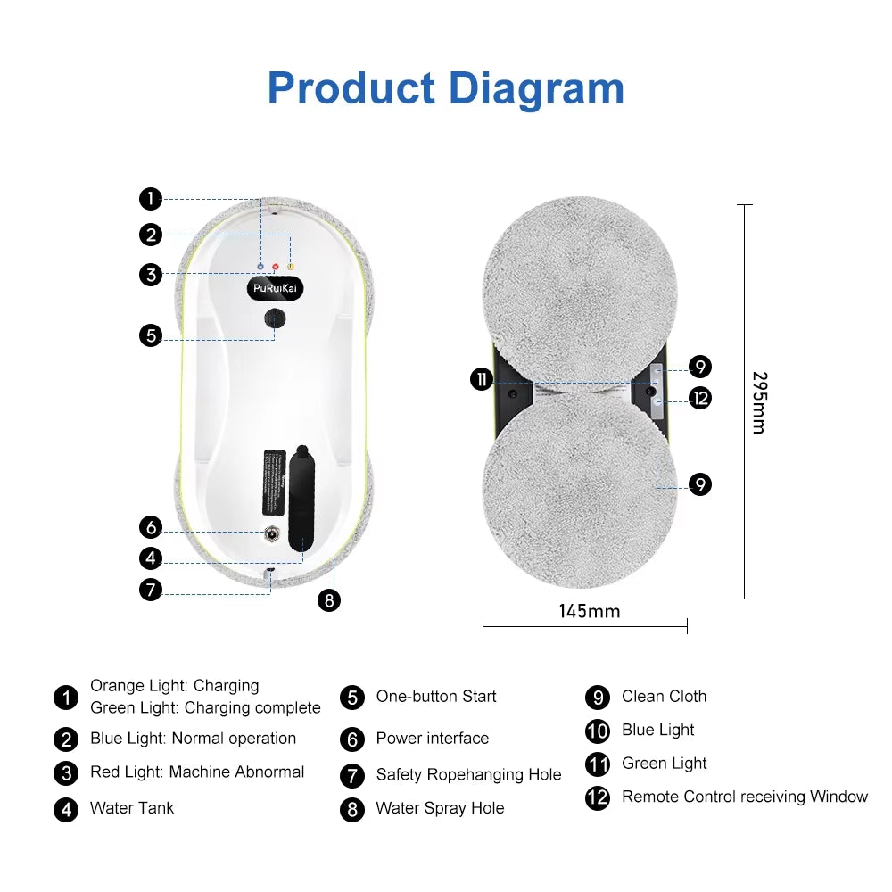 Window Cleaning Robot Vacuum Cleaner, Window Cleaning Robot, Water Spray Glass Cleaning Robot, Water Spray