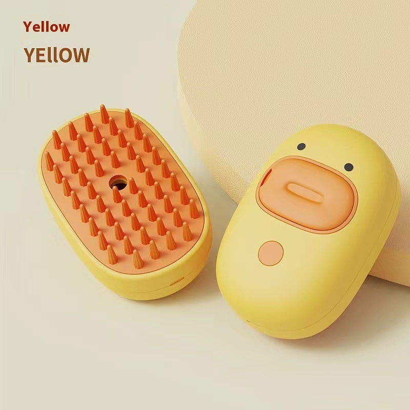 Pet Whale Small Yellow Duck Spray Massage Comb