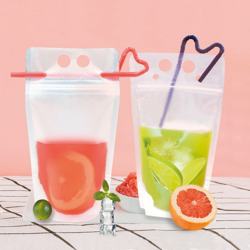 Double-hole Frosted Beverage Pouch Drinking Bag