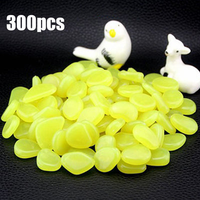 300 Pcs Glow In The Dark Bright Pebbles Aquarium Garden Decor