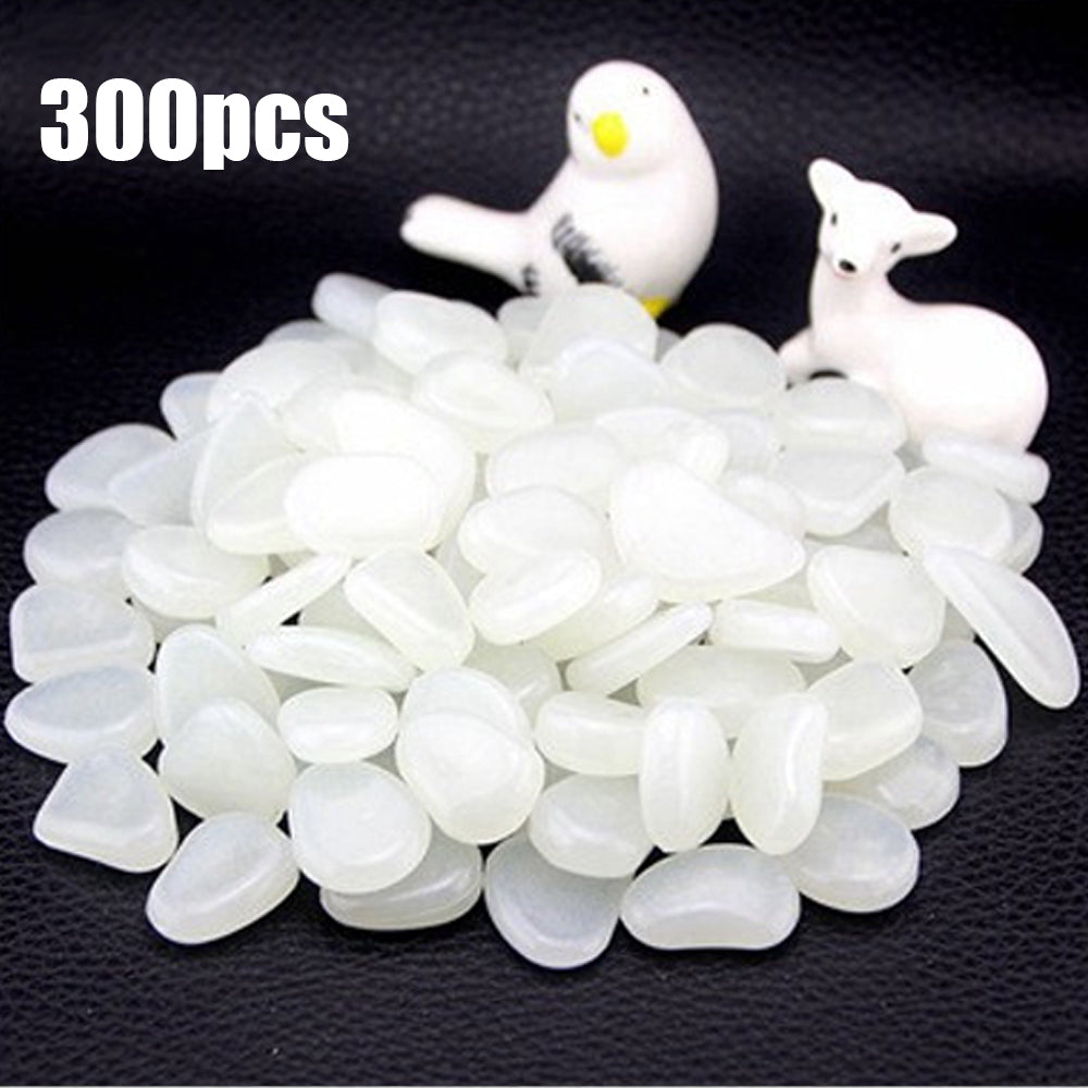 300 Pcs Glow In The Dark Bright Pebbles Aquarium Garden Decor