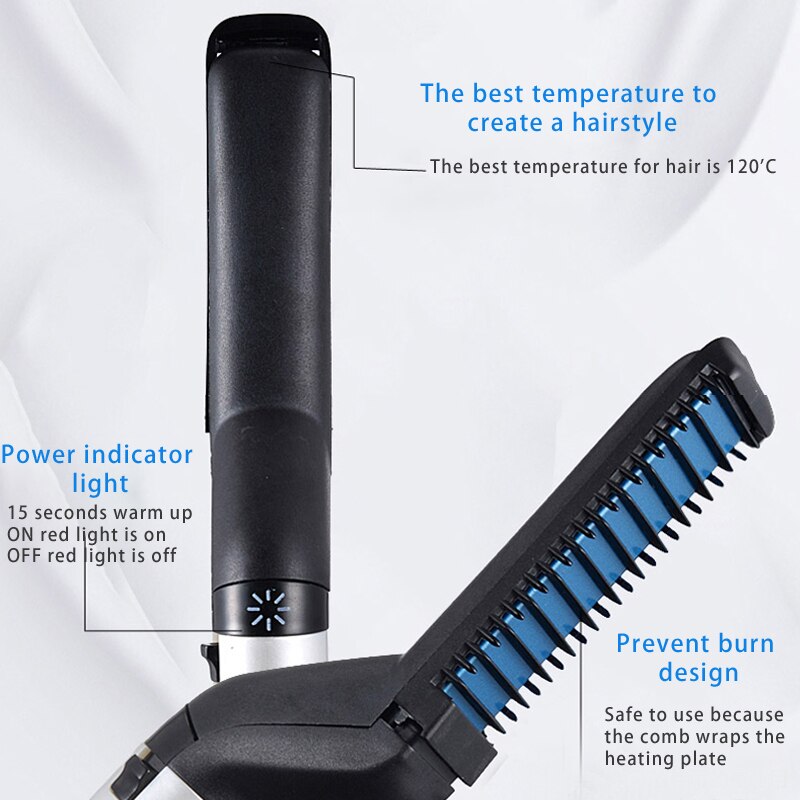 Multifunctional Electric Hair Comb Brush Beard Straightener