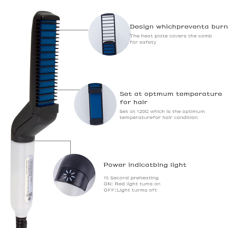 Multifunctional Electric Hair Comb Brush Beard Straightener