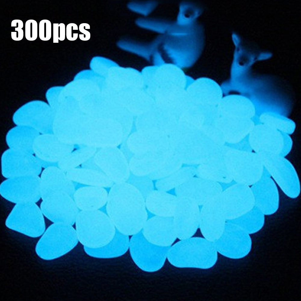 300 Pcs Glow In The Dark Bright Pebbles Aquarium Garden Decor