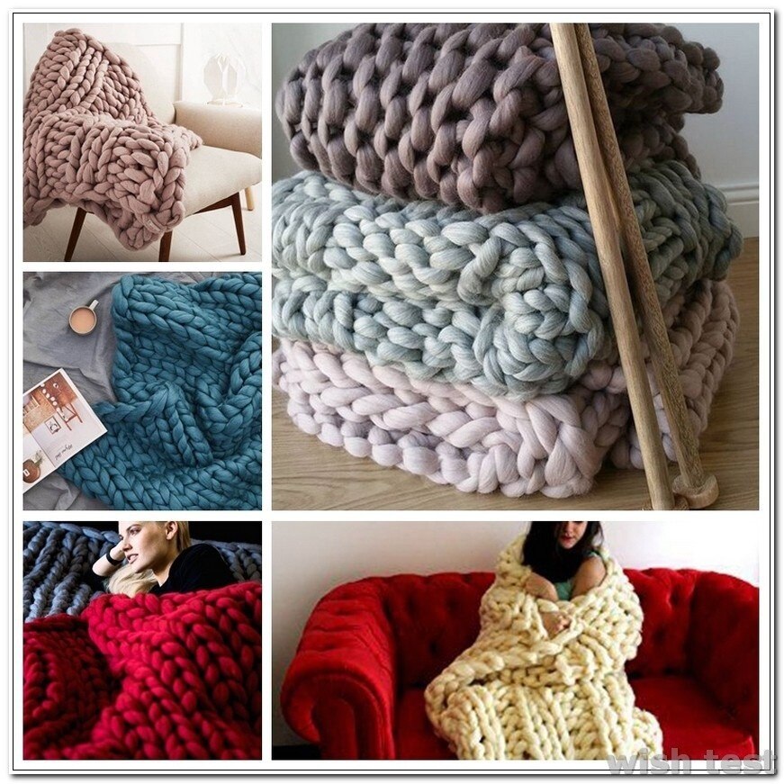 Super Thick Chunky Yarn Bulky Hand Knitting Blanket