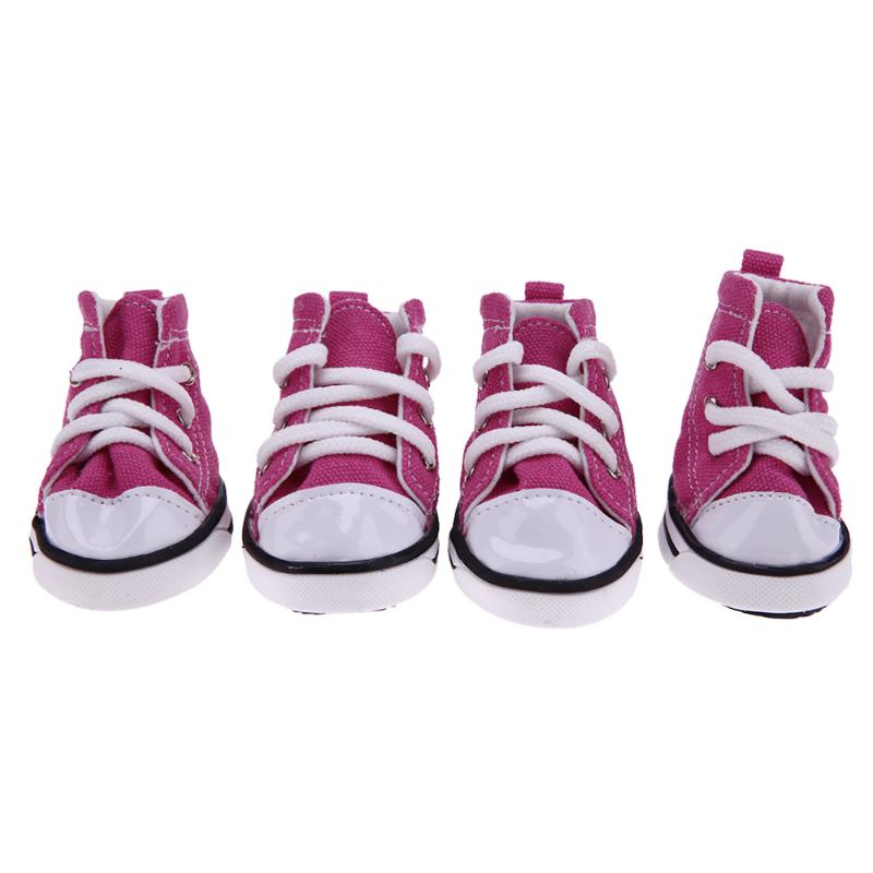 4 pcs Denim Pet Dog Shoes Anti-slip Waterproof Sporty Sneakers