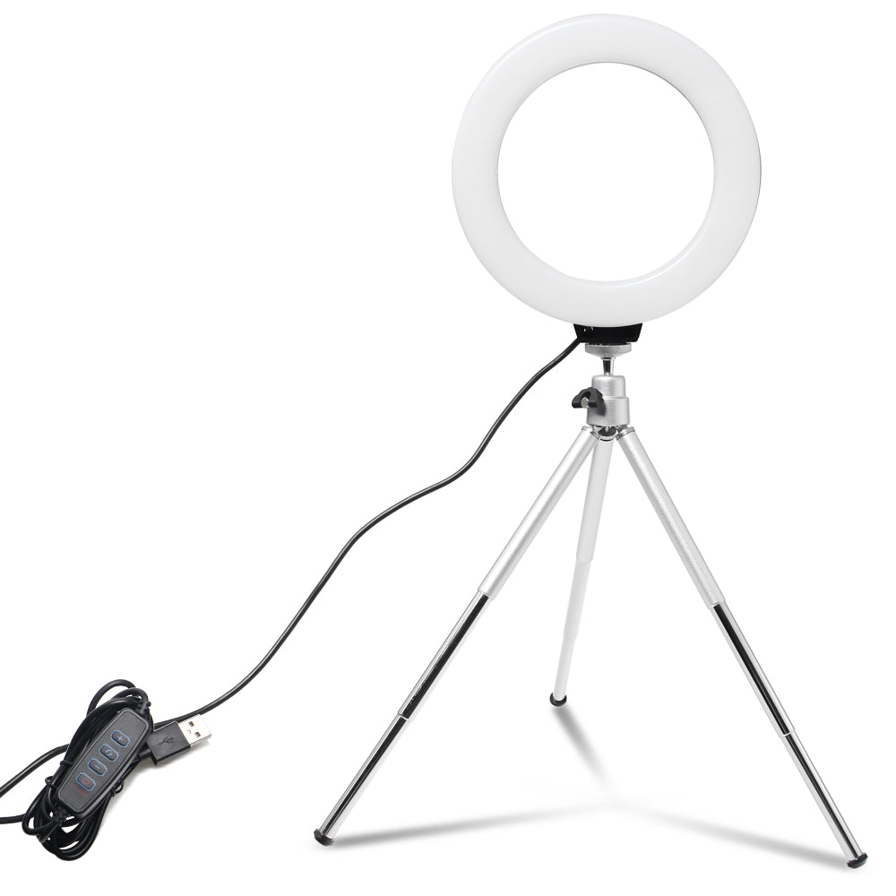 6inch Mini LED Desktop Video Ring Light Selfie Lamp With Tripod Stand