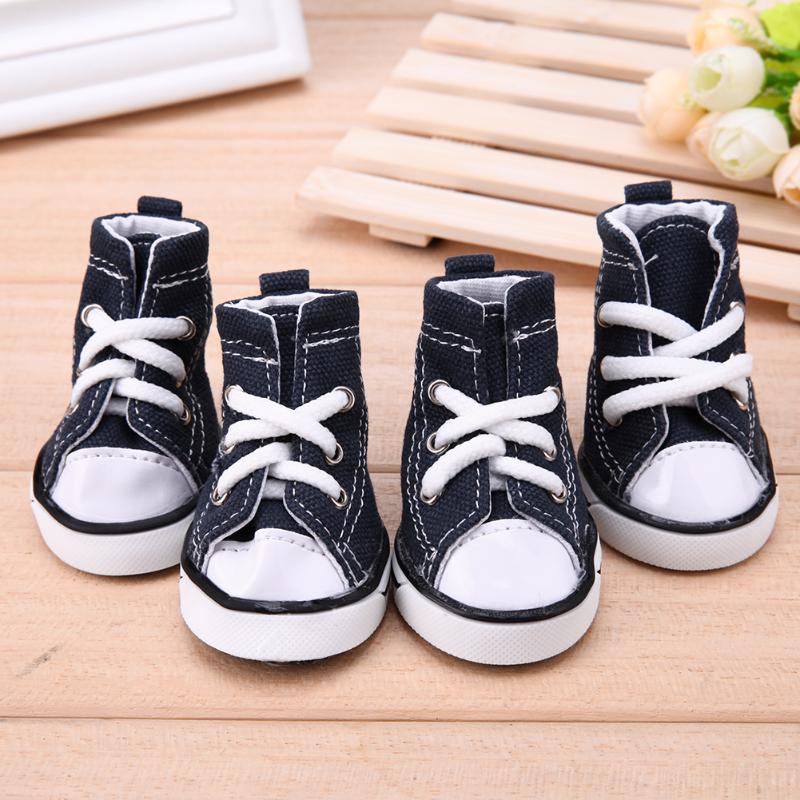 4 pcs Denim Pet Dog Shoes Anti-slip Waterproof Sporty Sneakers