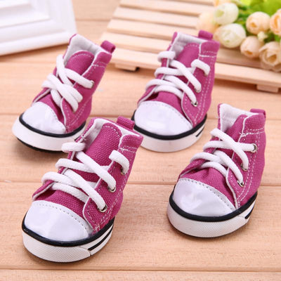 4 pcs Denim Pet Dog Shoes Anti-slip Waterproof Sporty Sneakers