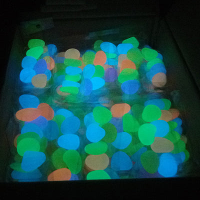 300 Pcs Glow In The Dark Bright Pebbles Aquarium Garden Decor