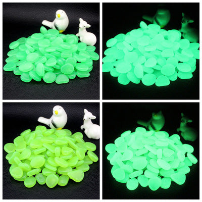 300 Pcs Glow In The Dark Bright Pebbles Aquarium Garden Decor