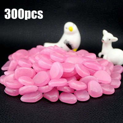 300 Pcs Glow In The Dark Bright Pebbles Aquarium Garden Decor