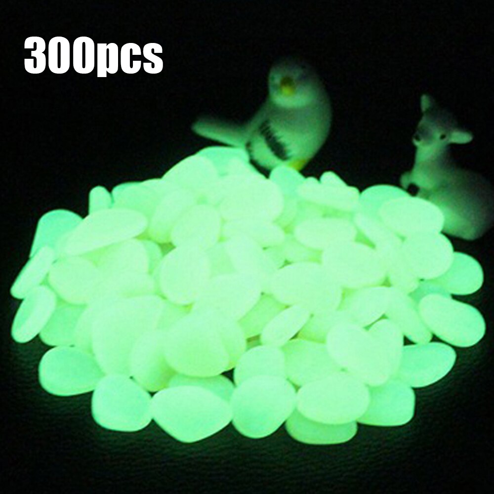 300 Pcs Glow In The Dark Bright Pebbles Aquarium Garden Decor