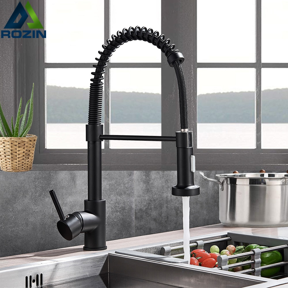 Rozin Matte Black Kitchen Faucet 360 degree rotation